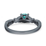 Heart Filigree Art Deco Wedding Bridal Ring Round Simulated Cubic Zirconia 925 Sterling Silver