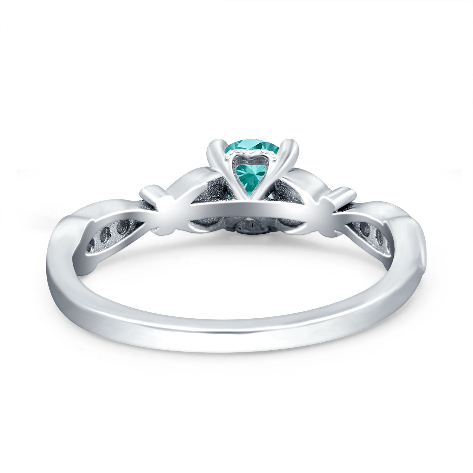 Heart Filigree Art Deco Wedding Bridal Ring Round Simulated Cubic Zirconia 925 Sterling Silver