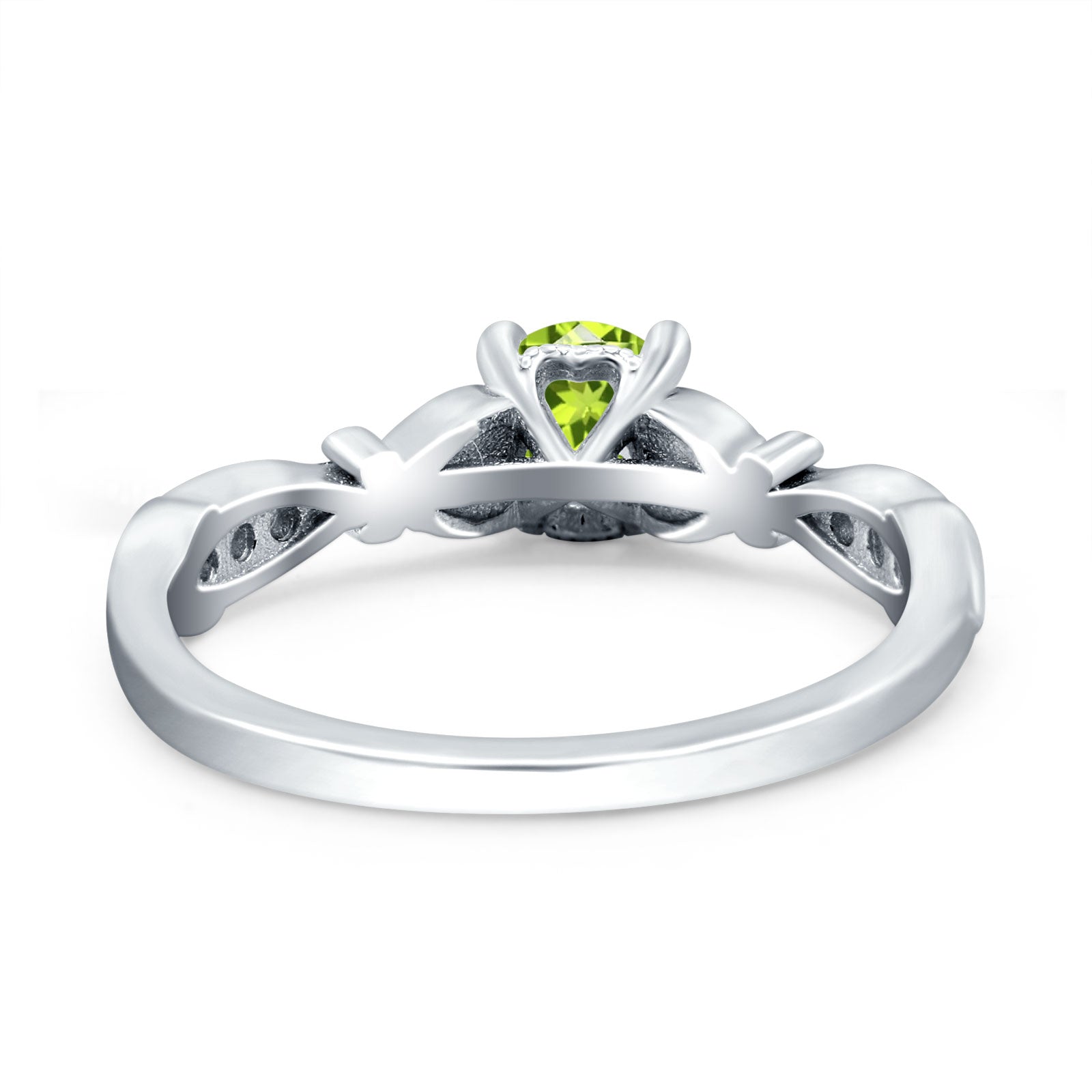 Heart Filigree Art Deco Wedding Bridal Ring Round Simulated Cubic Zirconia 925 Sterling Silver
