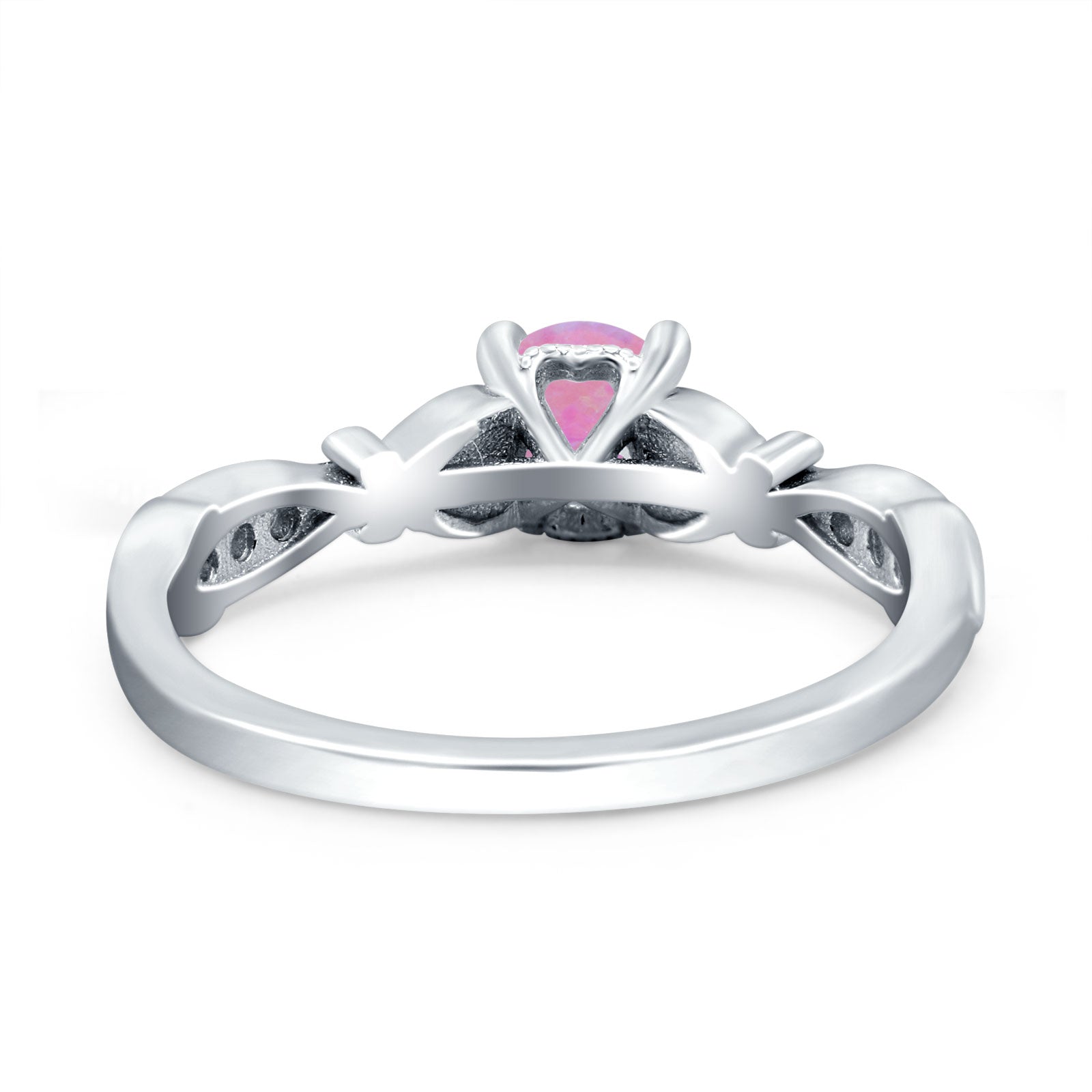 Heart Filigree Art Deco Wedding Bridal Ring Round Simulated Cubic Zirconia 925 Sterling Silver