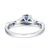 Heart Filigree Art Deco Wedding Bridal Ring Round Simulated Cubic Zirconia 925 Sterling Silver