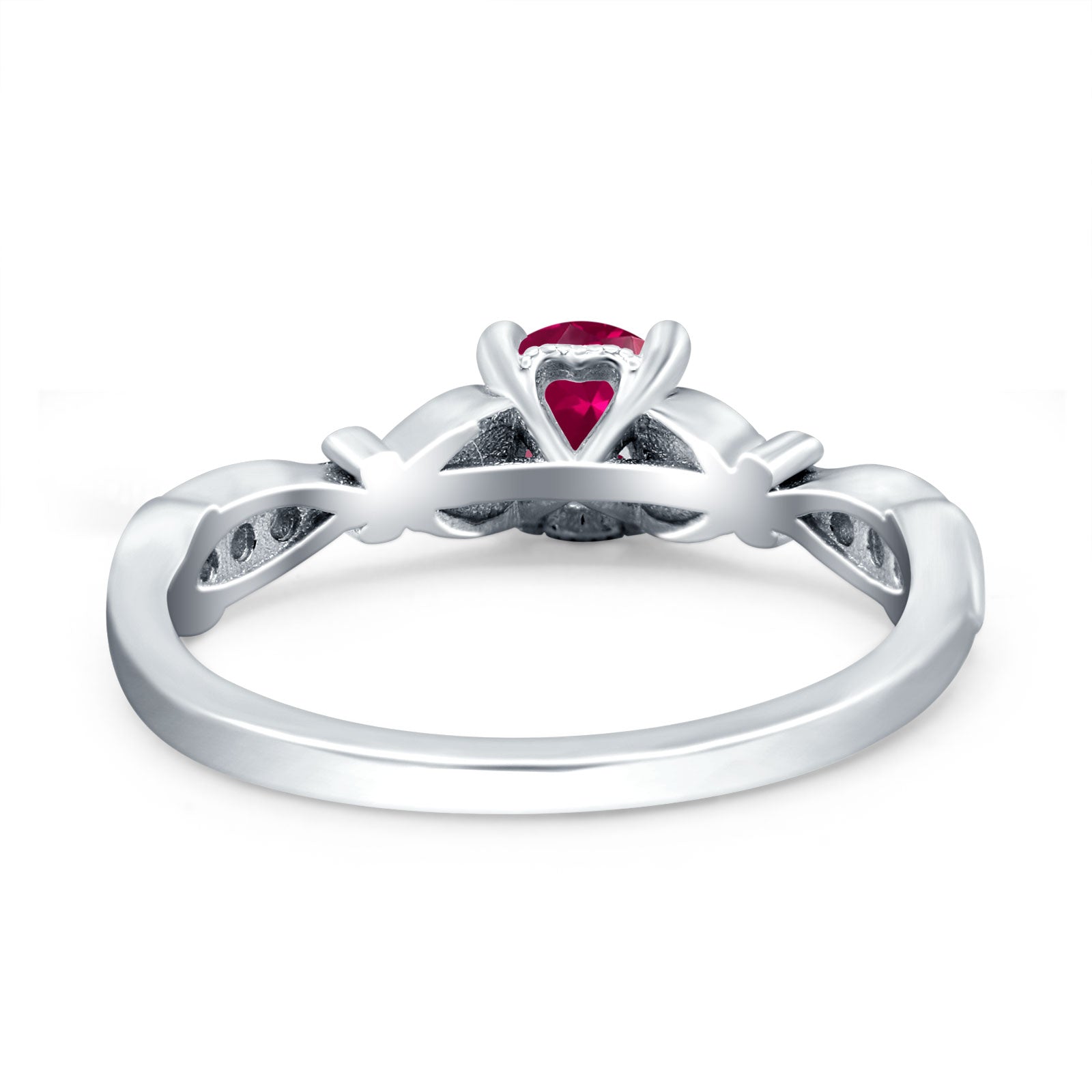 Heart Filigree Art Deco Wedding Bridal Ring Round Simulated Cubic Zirconia 925 Sterling Silver