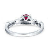 Heart Filigree Art Deco Wedding Bridal Ring Round Simulated Cubic Zirconia 925 Sterling Silver