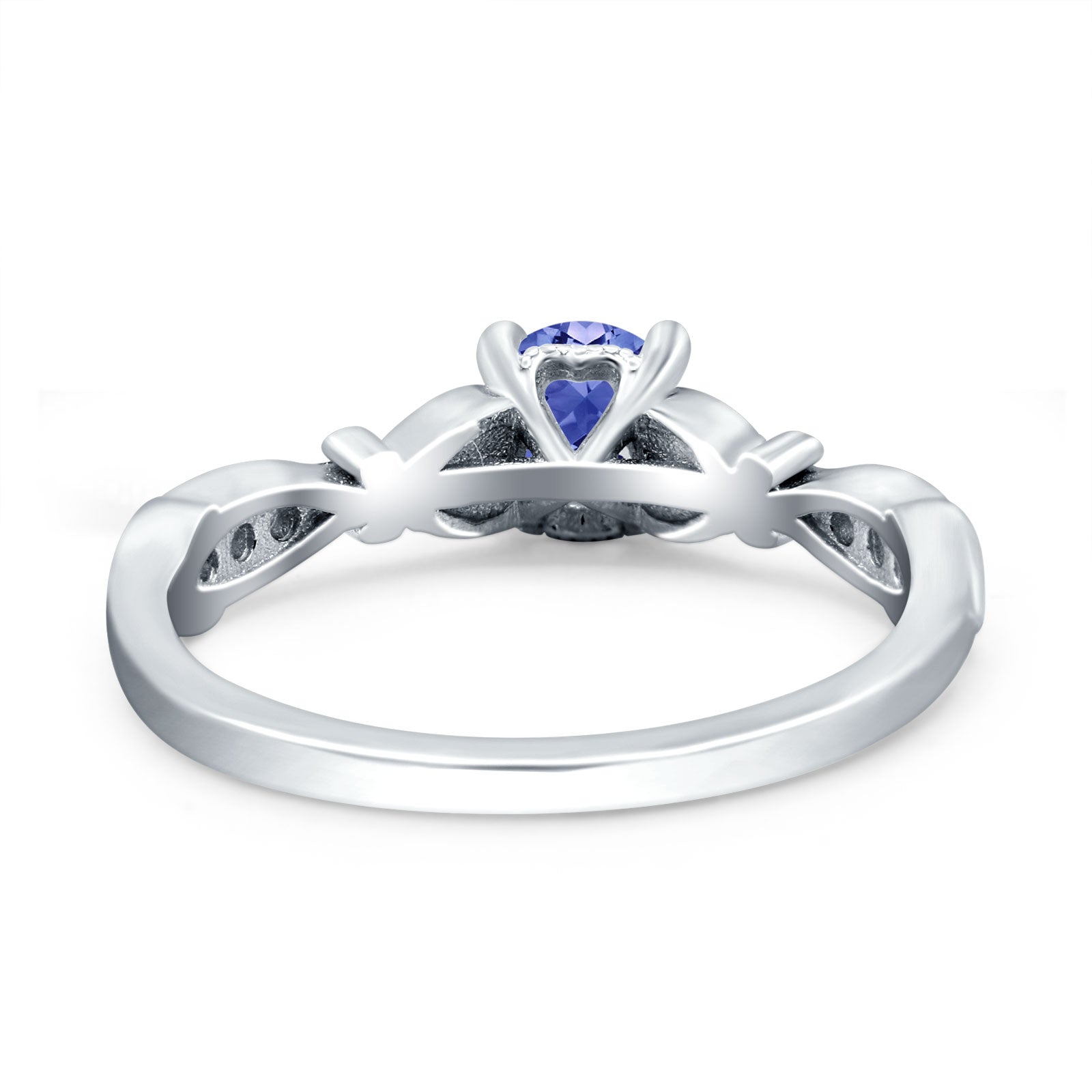 Heart Filigree Art Deco Wedding Bridal Ring Round Simulated Cubic Zirconia 925 Sterling Silver