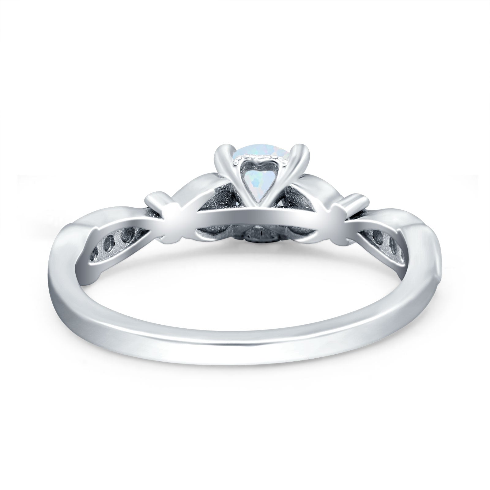 Heart Filigree Art Deco Wedding Bridal Ring Round Simulated Cubic Zirconia 925 Sterling Silver
