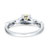 Heart Filigree Art Deco Wedding Bridal Ring Round Simulated Cubic Zirconia 925 Sterling Silver