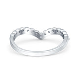 V Shape Wedding Engagement Anniversary Ring Band Round Simulated Cubic Zirconia 925 Sterling Silver
