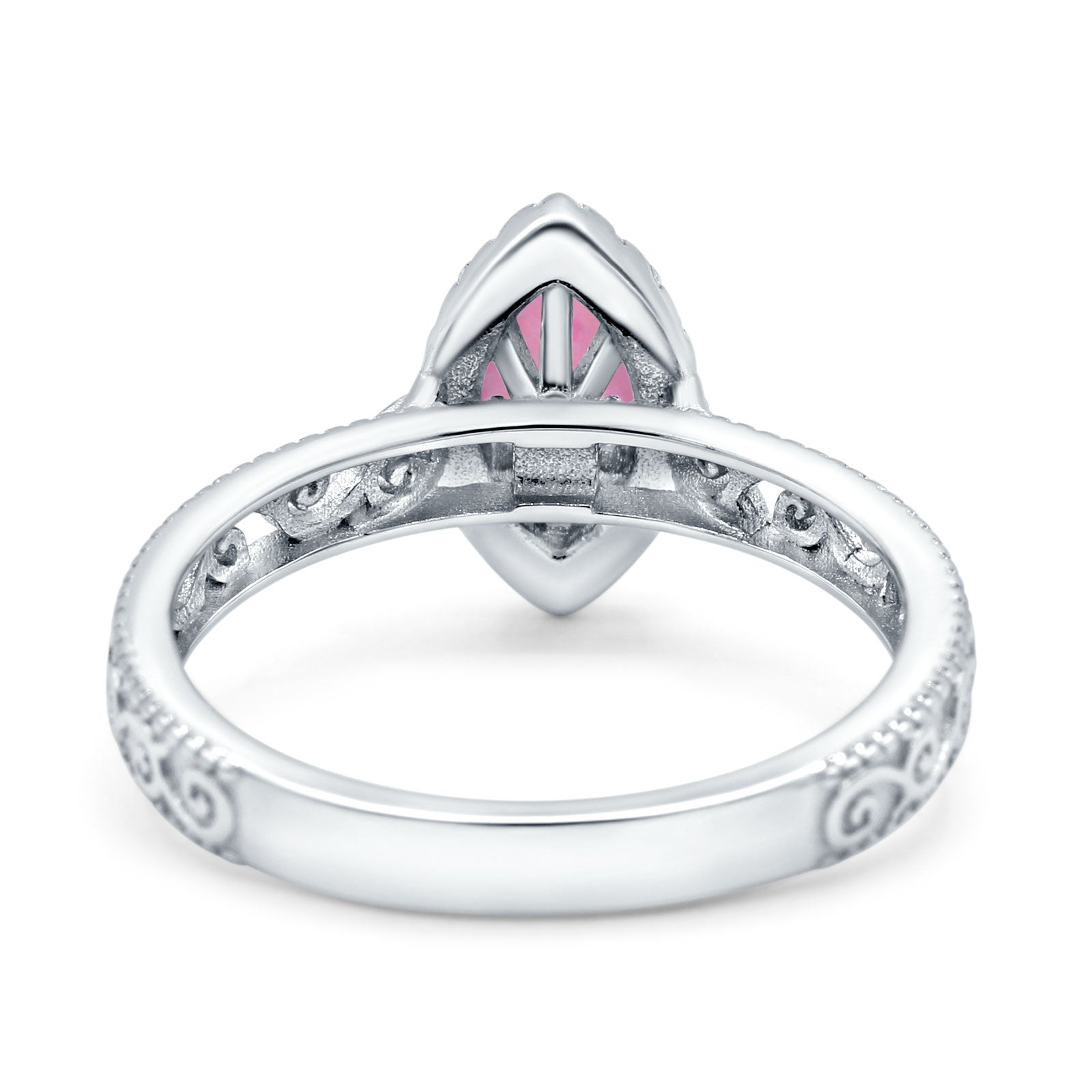 Halo Art Deco Bridal Wedding Engagement Ring Marquise Simulated Cubic Zirconia 925 Sterling Silver