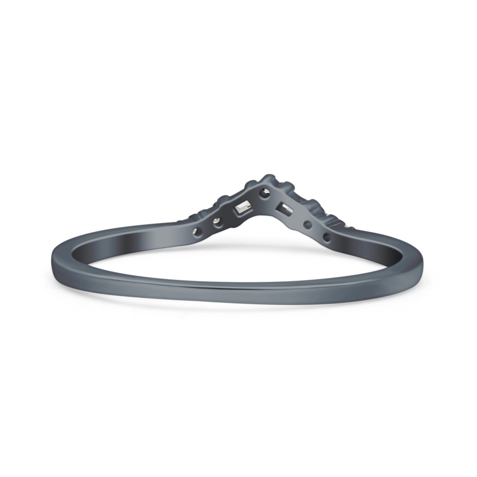 V Curve Baguette Band Eternity Ring Wedding Round Simulated Cubic Zirconia 925 Sterling Silver