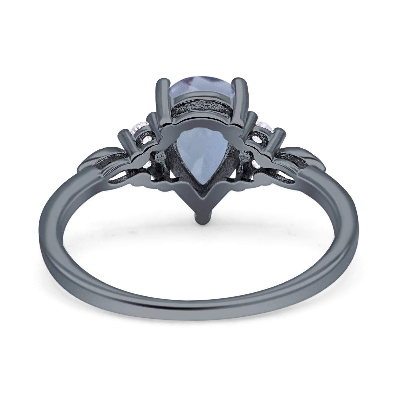 Art Deco Teardrop Pear Natural Aquamarine Vintage Engagement Ring