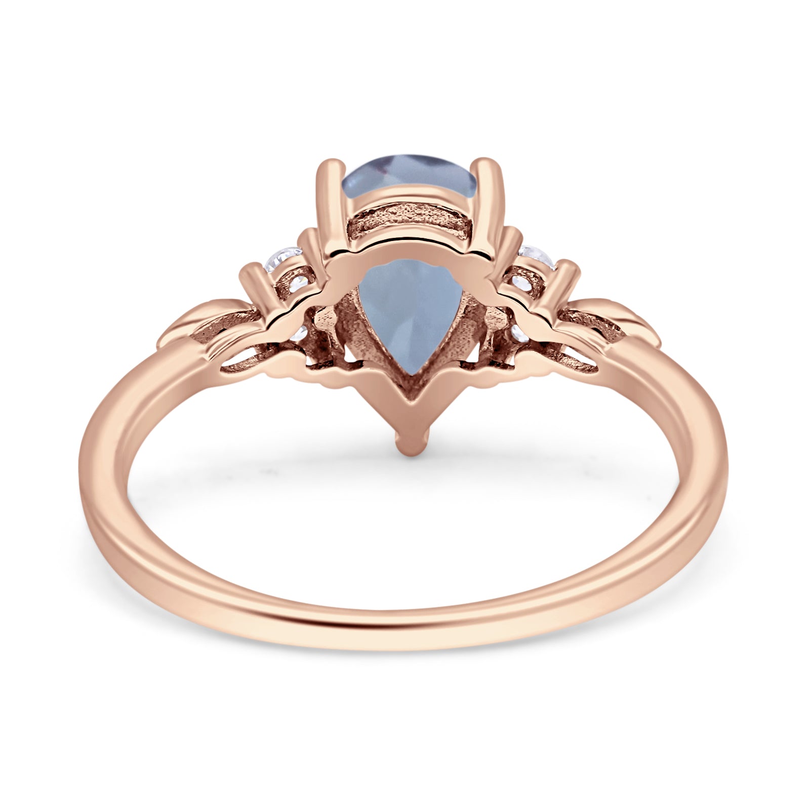 Art Deco Teardrop Pear Natural Aquamarine Vintage Engagement Ring