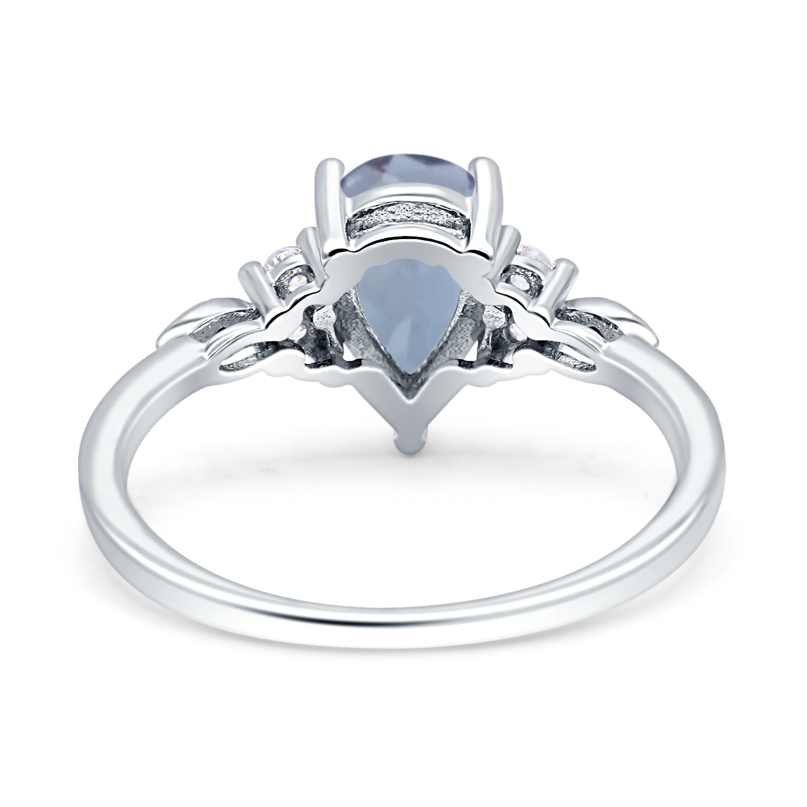 Art Deco Teardrop Pear Natural Aquamarine Vintage Engagement Ring