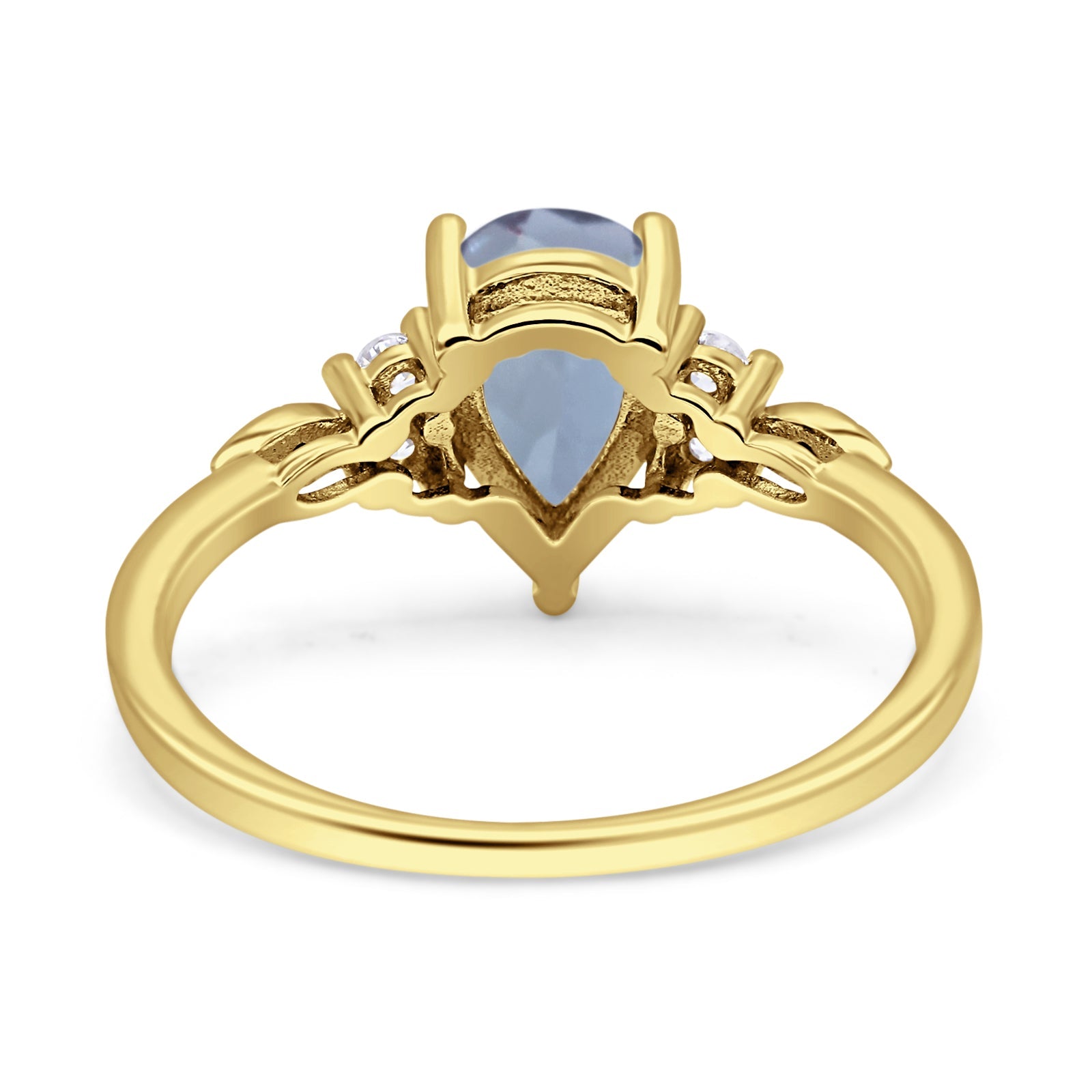 Art Deco Teardrop Pear Natural Aquamarine Vintage Engagement Ring