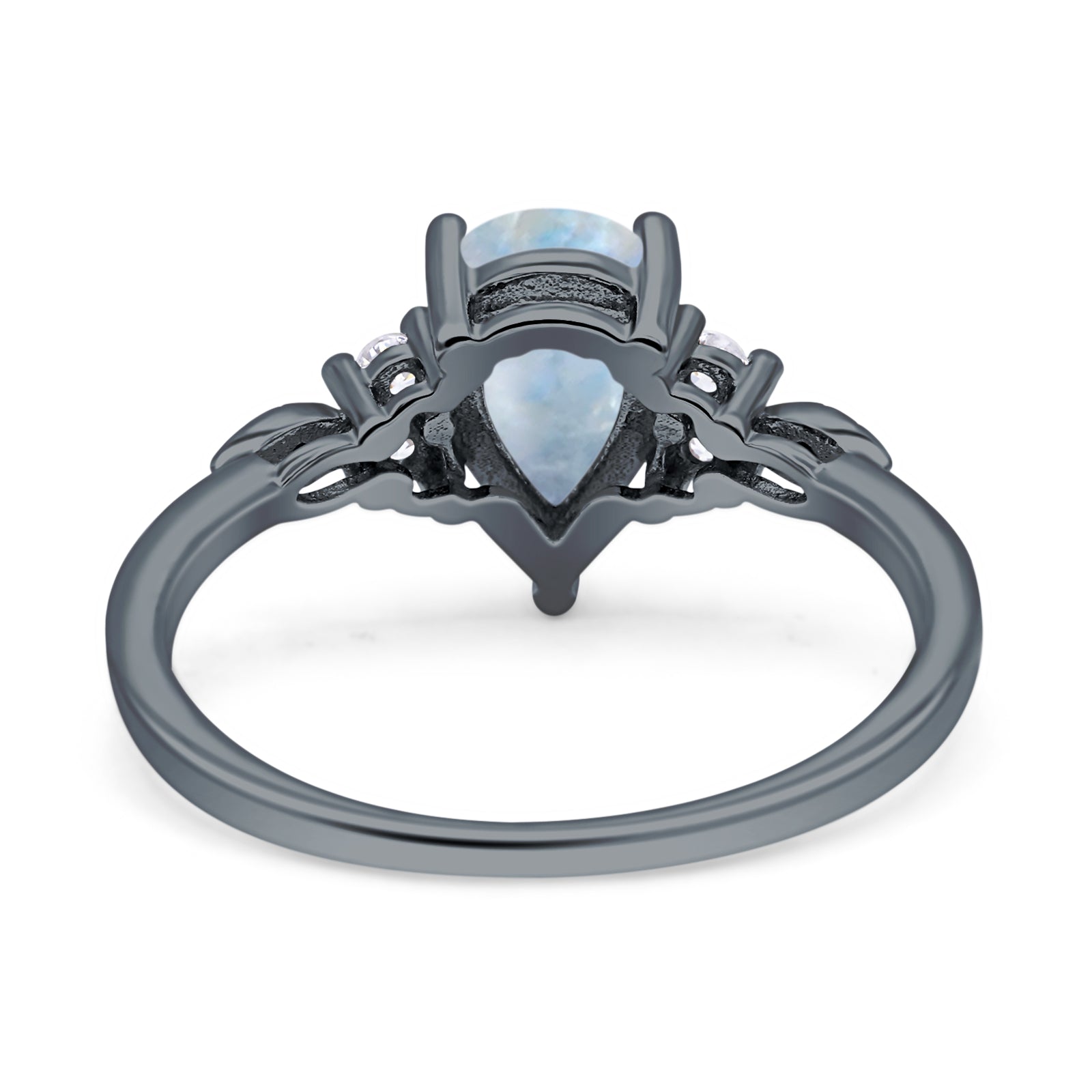 Art Deco Teardrop Pear Natural Moonstone Vintage Engagement Ring