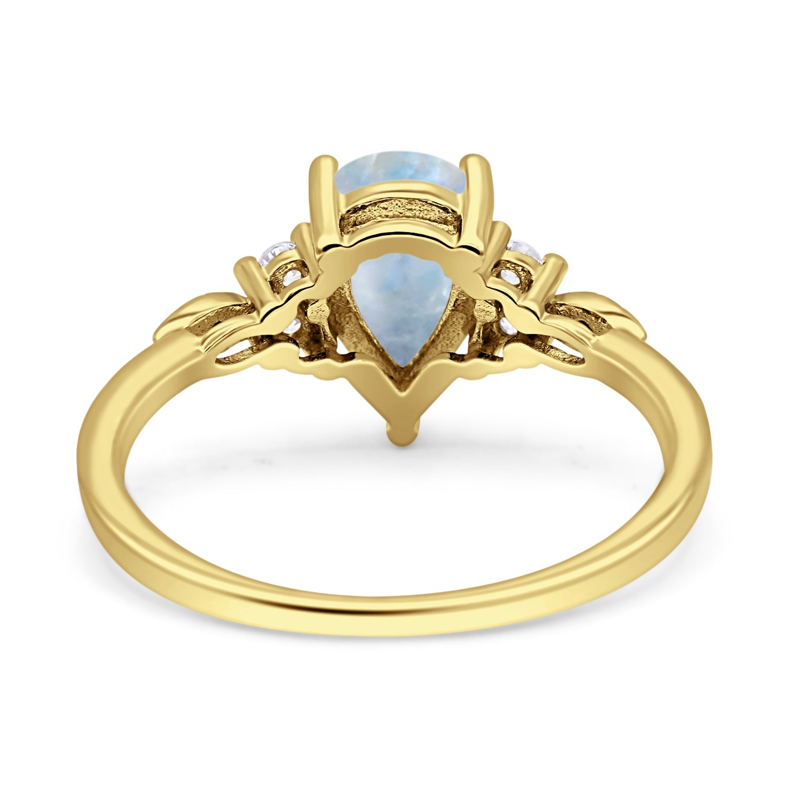 Art Deco Teardrop Pear Natural Moonstone Vintage Engagement Ring