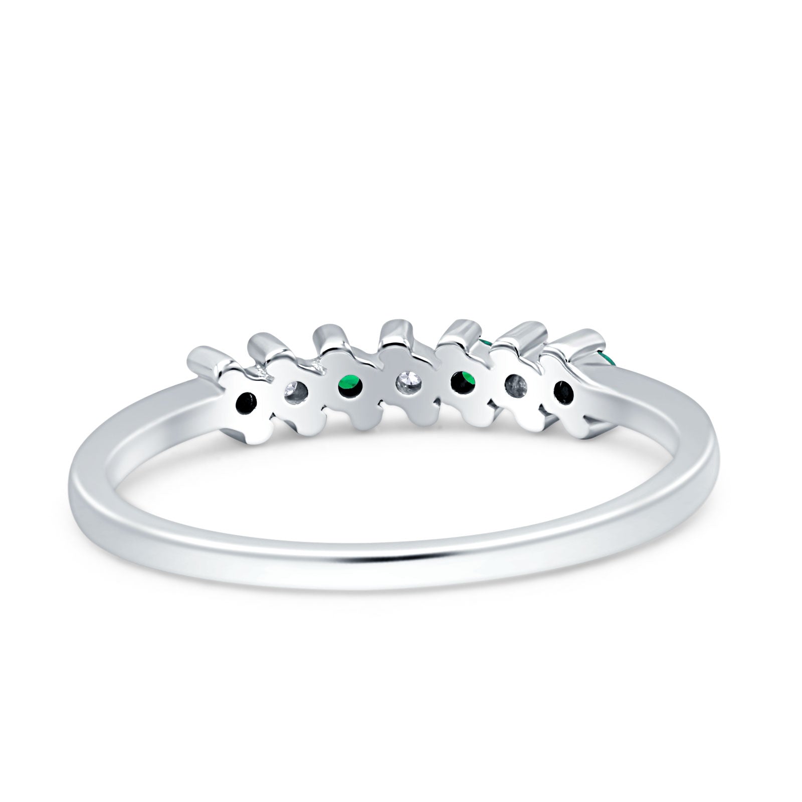 Round Dazzling Eternity Wedding Band Cubic Zirconia 925 Sterling Silver