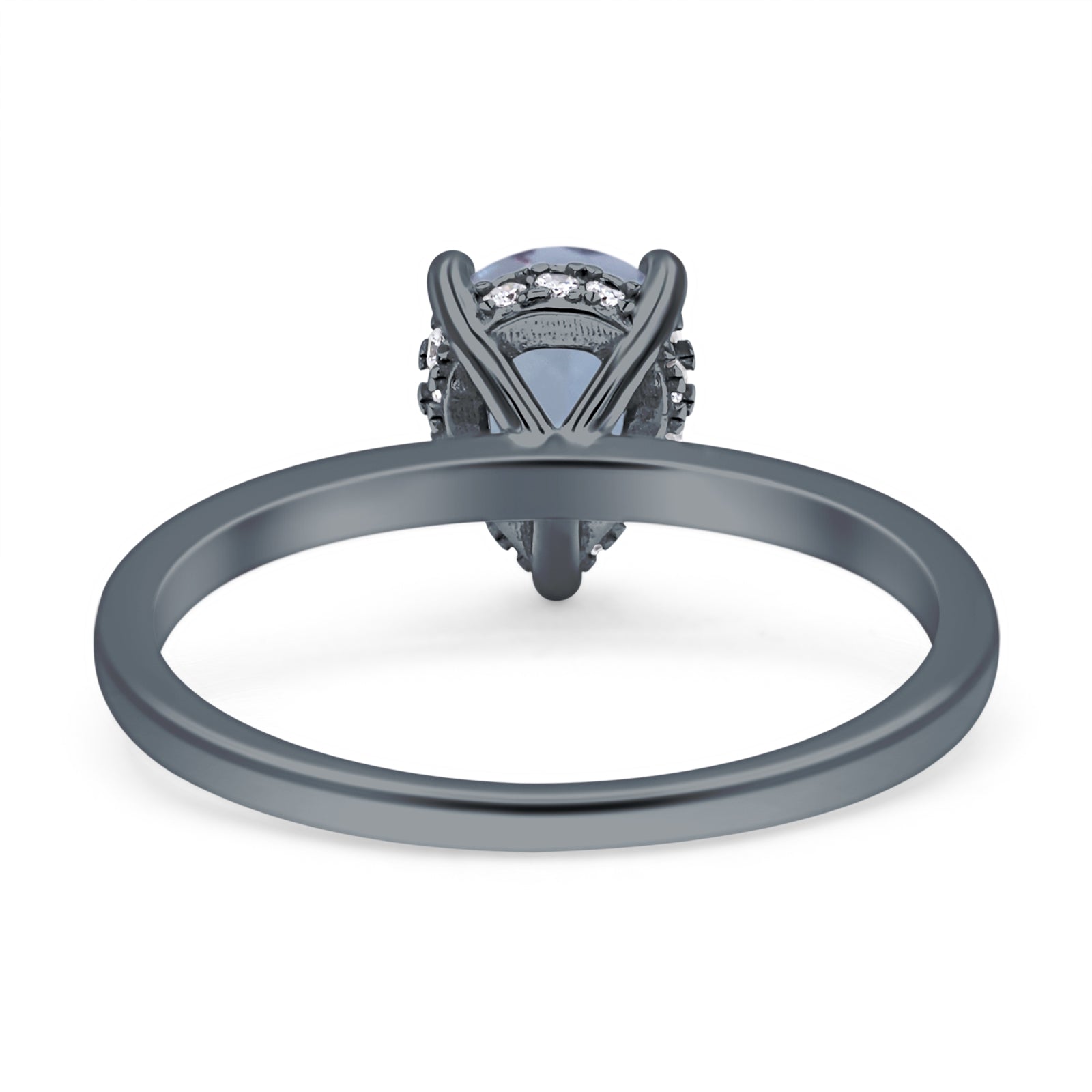 Teardrop Pear Hidden Halo Natural Aquamarine Engagement Ring