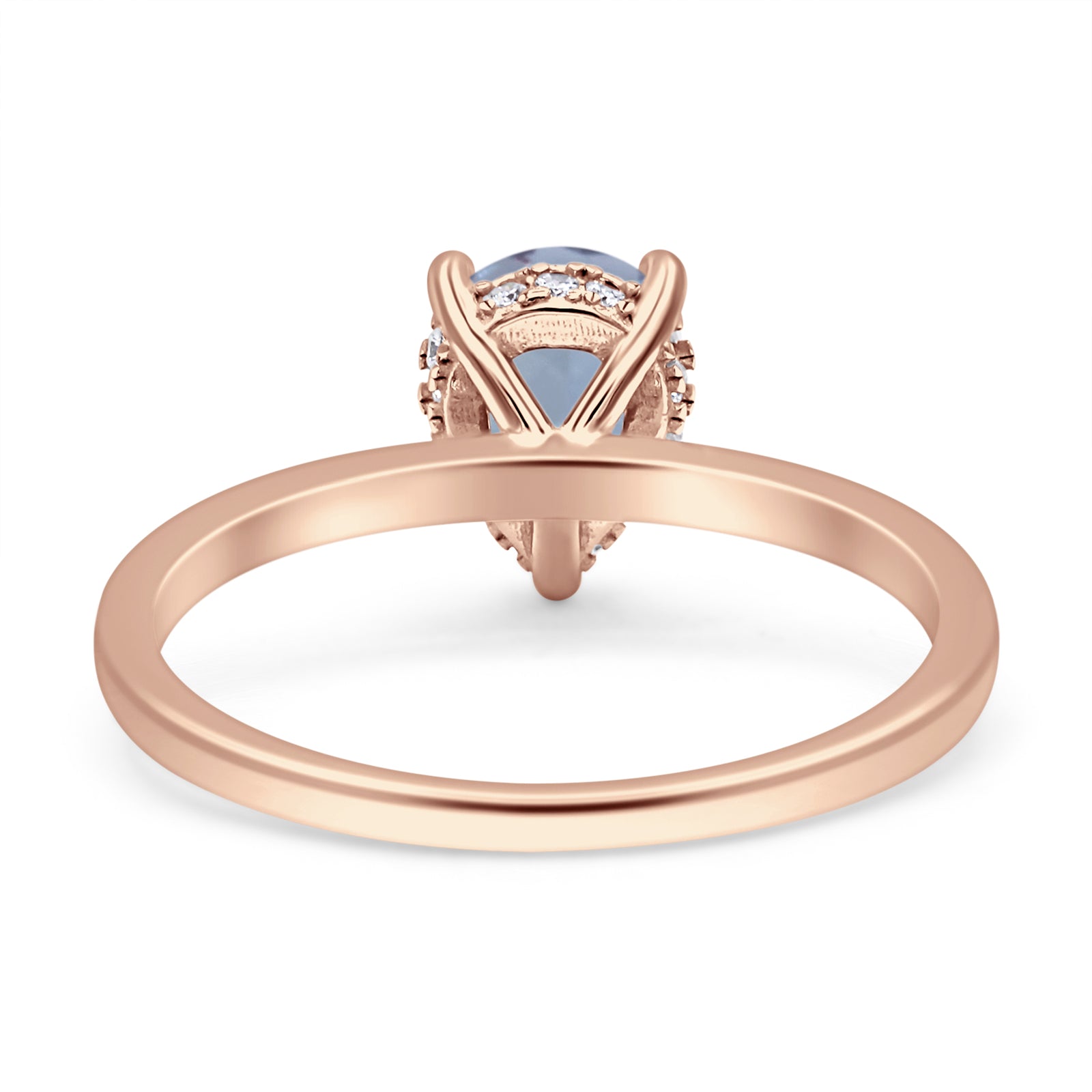 Teardrop Pear Hidden Halo Natural Aquamarine Engagement Ring