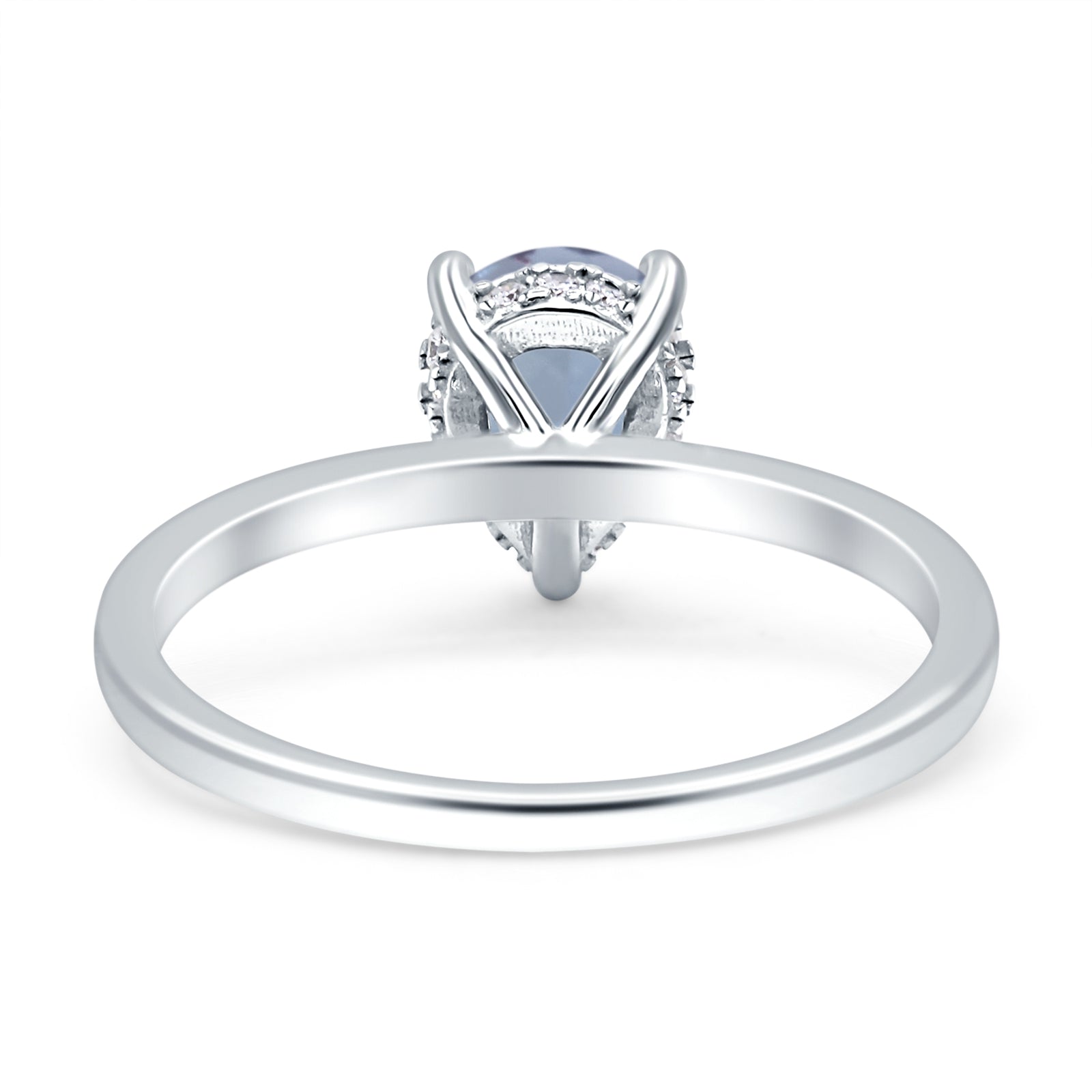 Teardrop Pear Hidden Halo Natural Aquamarine Engagement Ring