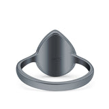 Petite Dainty Pear Lab Opal Ring Solid Oxidized 925 Sterling Silver