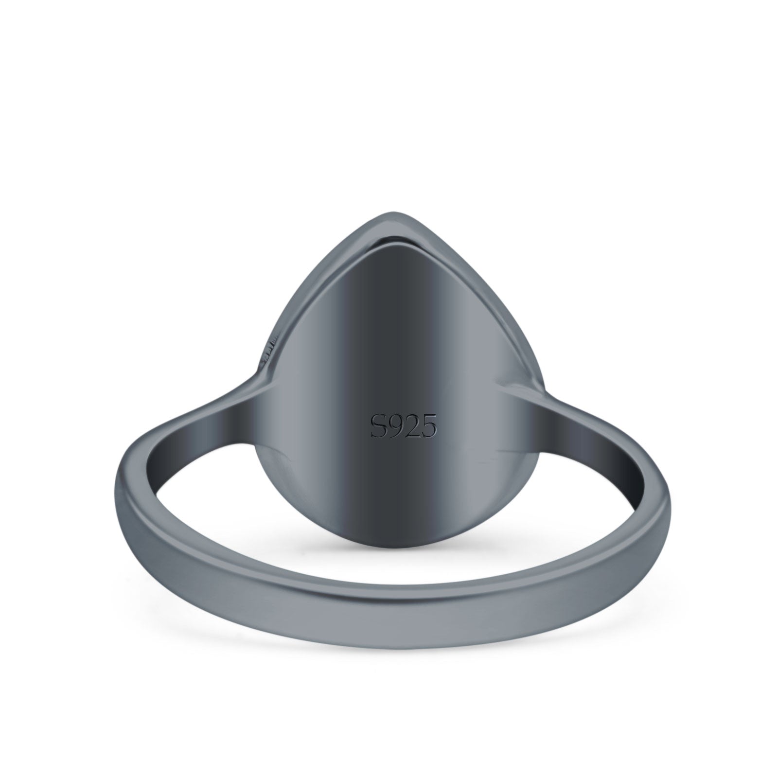 Petite Dainty Pear Lab Opal Ring Solid Oxidized 925 Sterling Silver