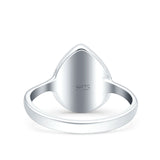 Petite Dainty Pear Lab Opal Ring Solid Oxidized 925 Sterling Silver