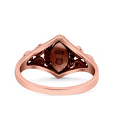 Vintage Style Marquise Lab Opal Ring Solid Oxidized 925 Sterling Silver