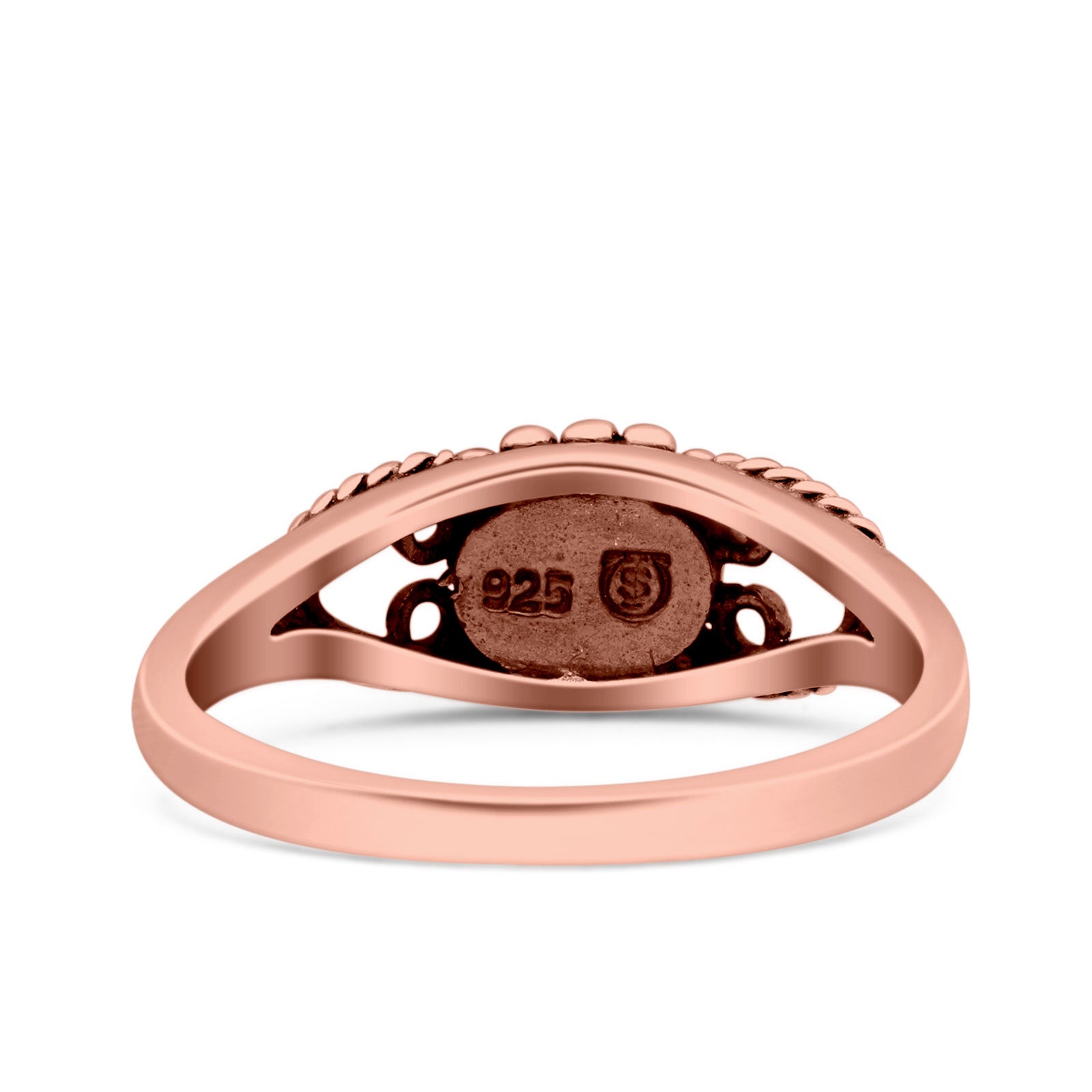 Vintage Style Oval Lab Opal Ring Solid Oxidized 925 Sterling Silver