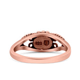 Vintage Style Oval Lab Opal Ring Solid Oxidized 925 Sterling Silver