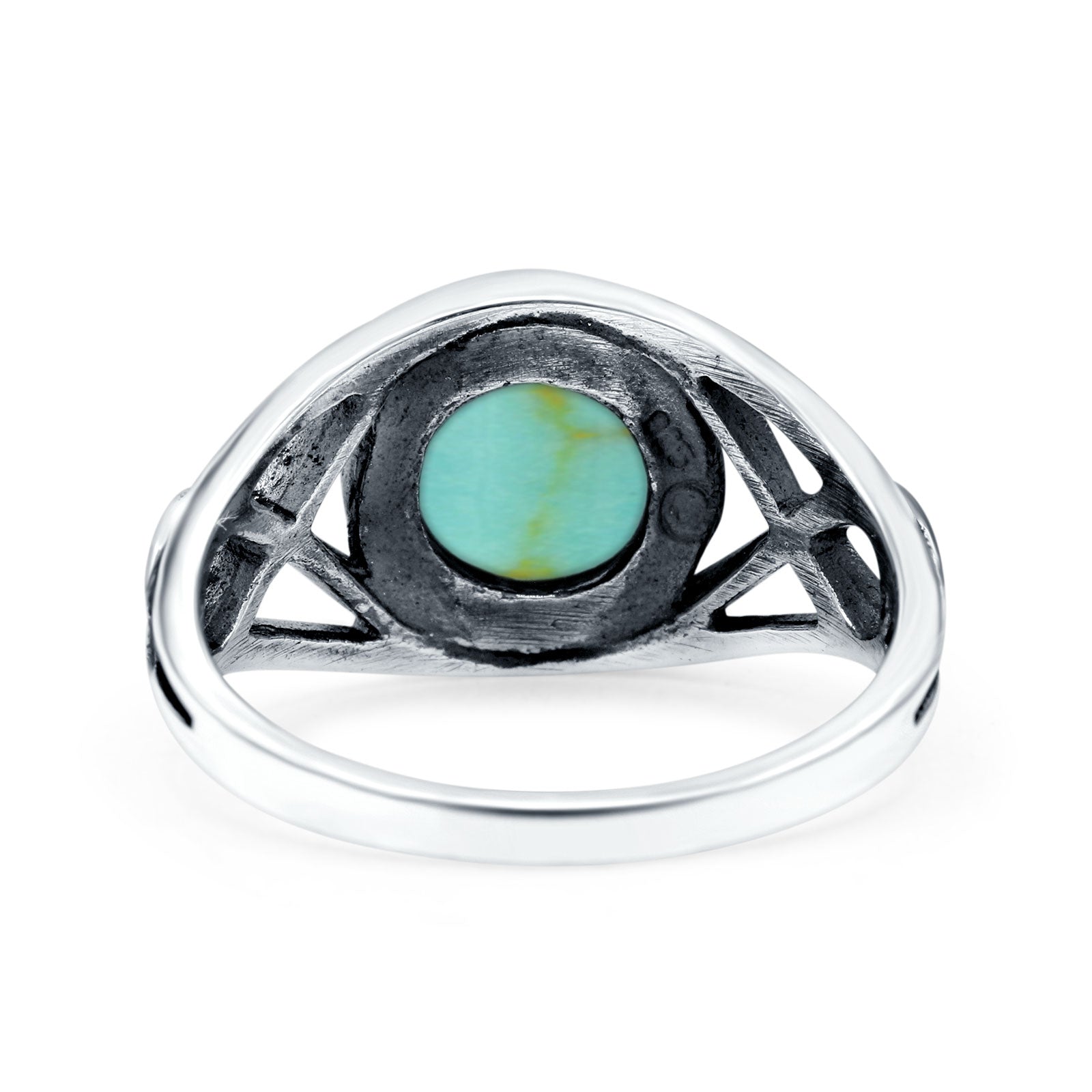 Infinity Shank Lab Opal Ring Solid Round Oxidized 925 Sterling Silver