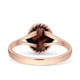 Oval Fashion Lab Created Opal Ring Oxidized 925 Sterling Silver