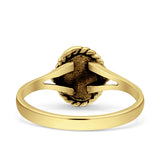 Oval Fashion Lab Created Opal Ring Oxidized 925 Sterling Silver