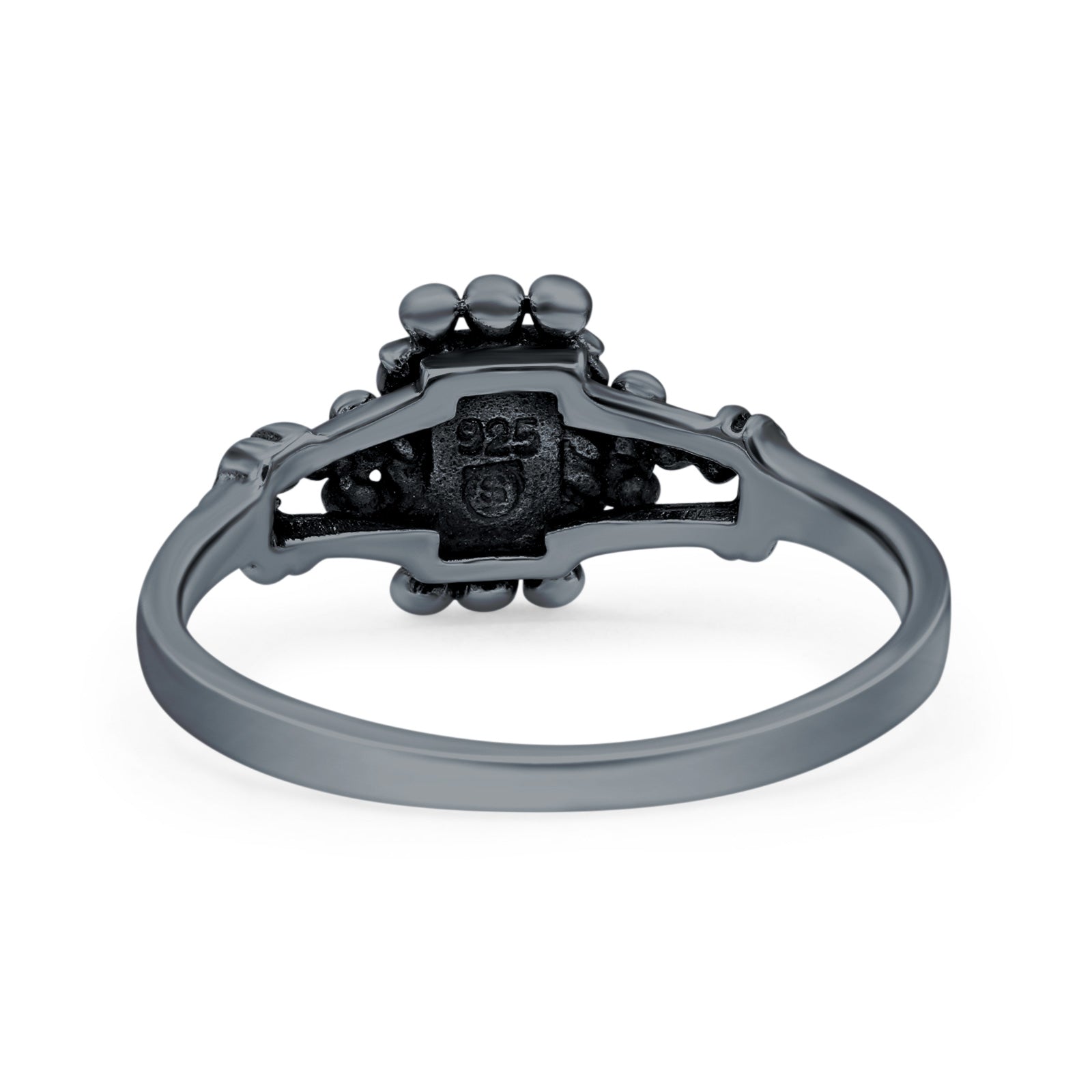 Petite Dainty Emerald Lab Opal Ring Solid Oxidized 925 Sterling Silver