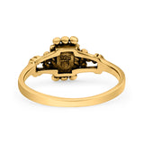 Petite Dainty Emerald Lab Opal Ring Solid Oxidized 925 Sterling Silver