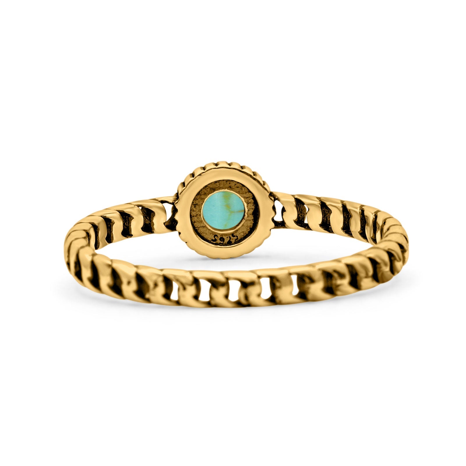 Chain Round Petite Dainty Lab Opal Ring Solid Oxidized 925 Sterling Silver