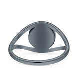 Round Thumb Ring Statement Fashion Oxidized Lab Created Opal Solid 925 Sterling Silver