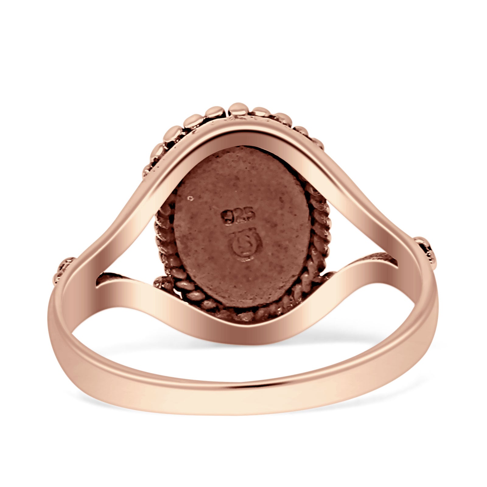 Oval Rope Beaded Oxidized Split Shank Created Opal Thumb Ring 925 Sterling Silver