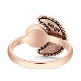 Crescent Moon Ring Opal Oxidized 925 Sterling Silver