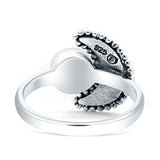 Crescent Moon Ring Opal Oxidized 925 Sterling Silver