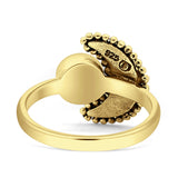 Crescent Moon Ring Opal Oxidized 925 Sterling Silver