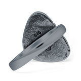 Triangular Ring Created White Opal & Blue Opal Oxidized 925 Sterling Silver