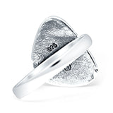 Triangular Ring Created White Opal & Blue Opal Oxidized 925 Sterling Silver