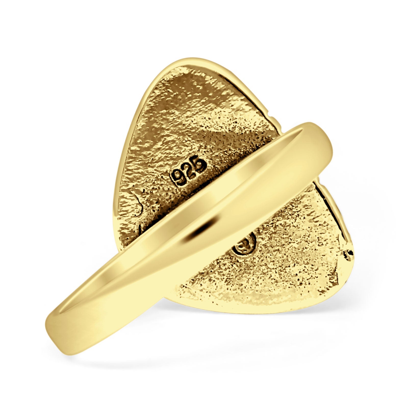 Triangular Ring Created White Opal & Blue Opal Oxidized 925 Sterling Silver