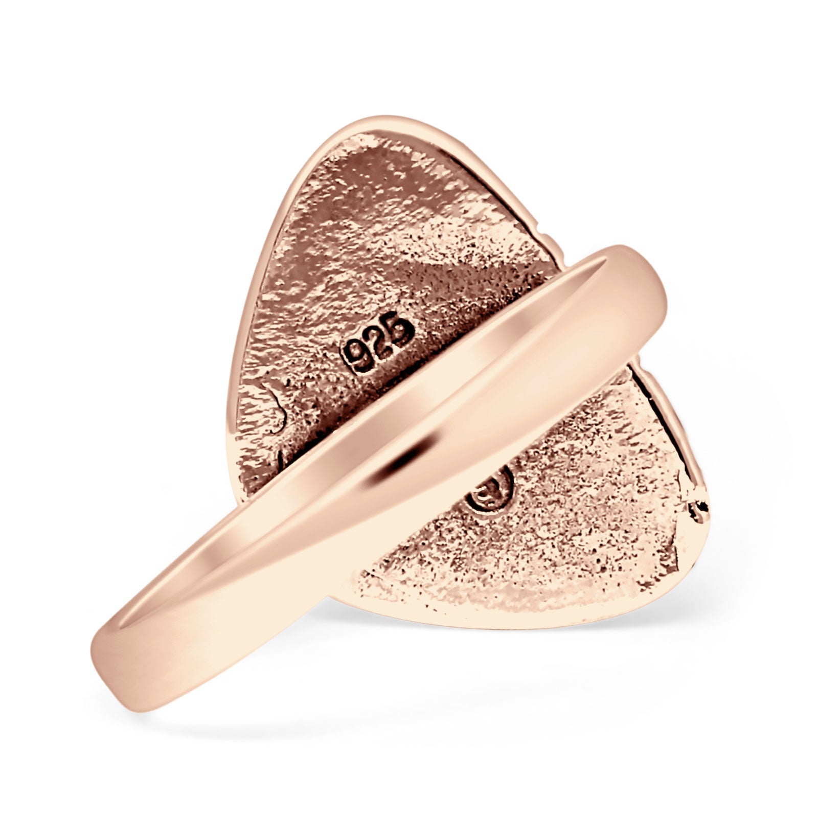 Triangular Ring Created White Opal & Blue Opal Oxidized 925 Sterling Silver