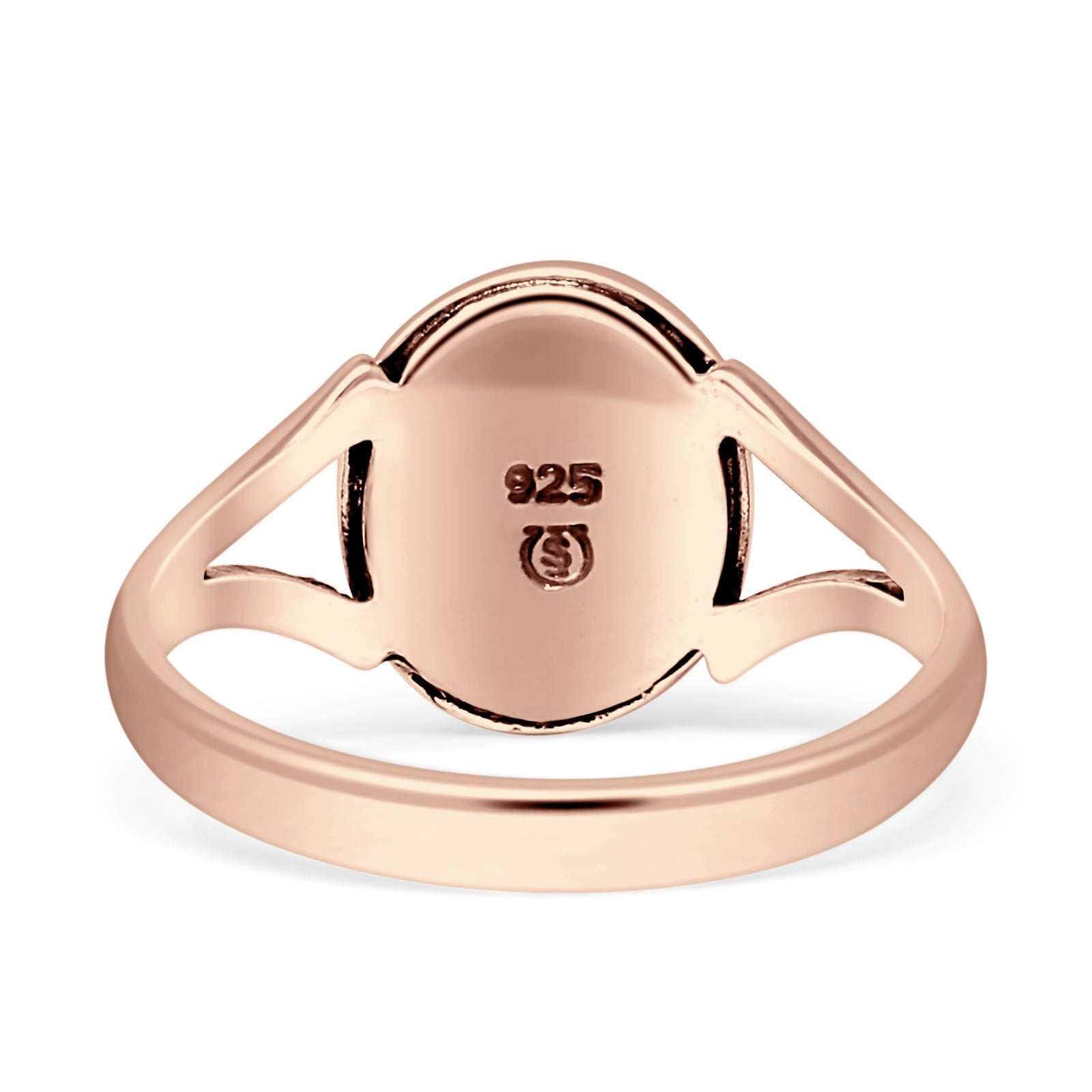 Oval Split Shank Created Opal Oxidized Ring 925 Sterling Silver