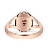 Oval Split Shank Created Opal Oxidized Ring 925 Sterling Silver