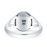 Oval Split Shank Created Opal Oxidized Ring 925 Sterling Silver