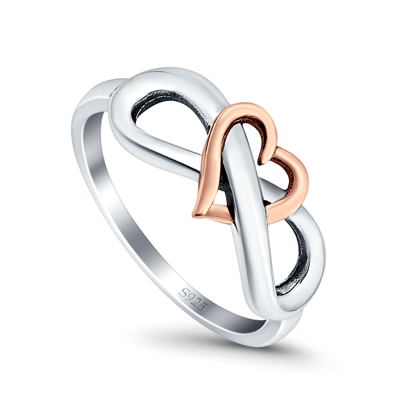 Heart Infinity Ring Oxidized Band 925 Sterling Silver Thumb Ring (8mm)