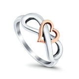 Heart Infinity Ring Oxidized Band 925 Sterling Silver Thumb Ring (8mm)