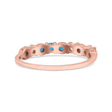 Half Eternity Ring Wedding Engagement Band Round Lab Created Opal 925 Sterling Silver